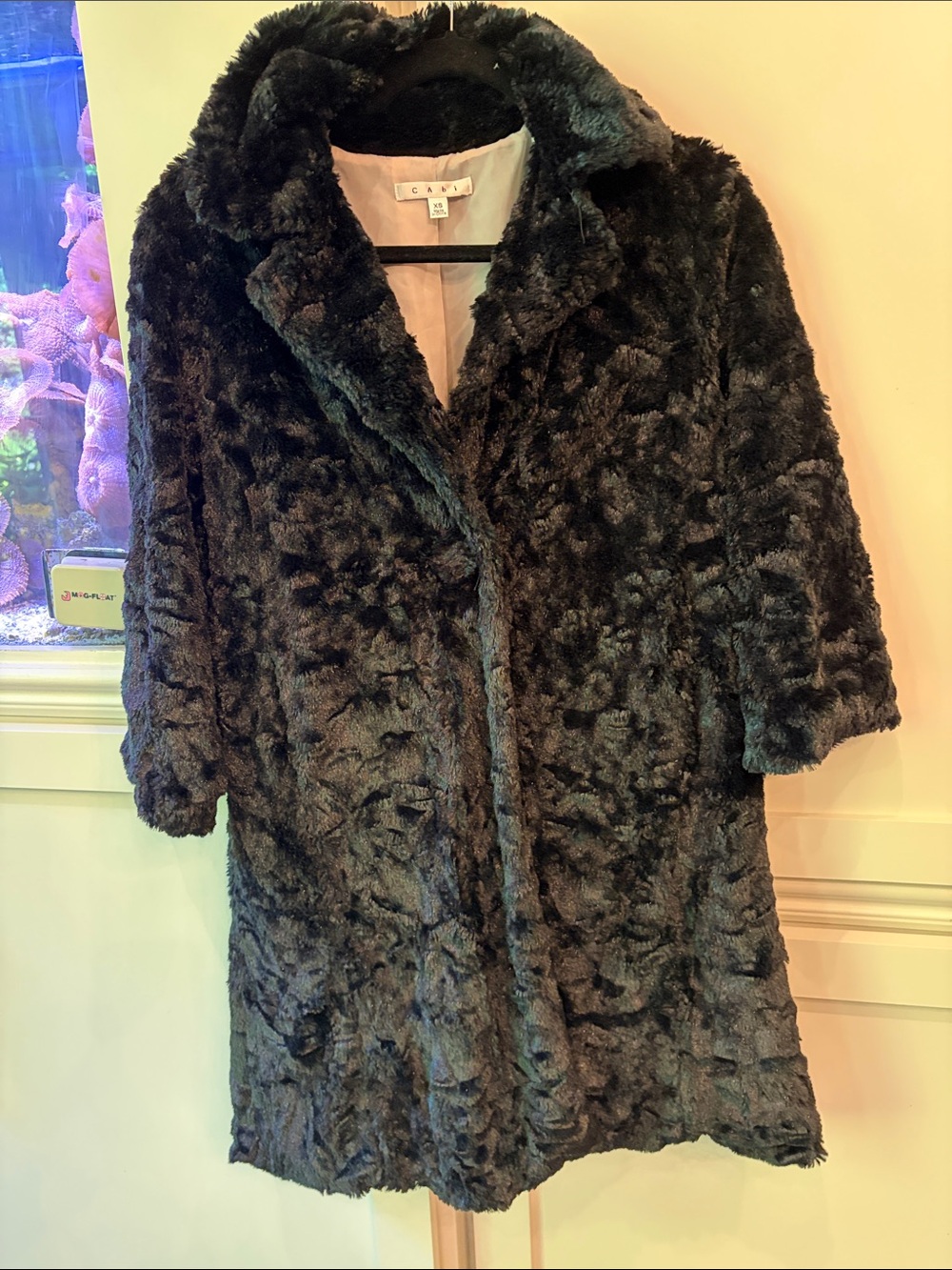 CAbi Black Faux Fur Open-Front Coat